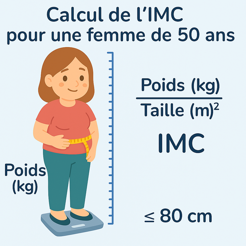 Image montrant femme de 50an qui Calcule son imc 