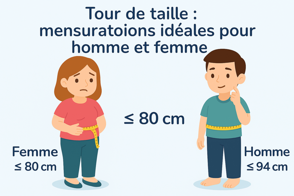 image montrant les tours de tailes idéals pour home et femme